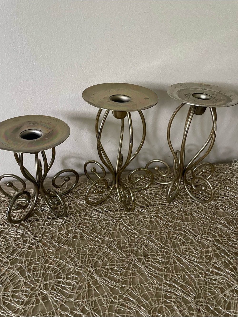 Candle Holders W Drip Tray Tiered Lot of 3